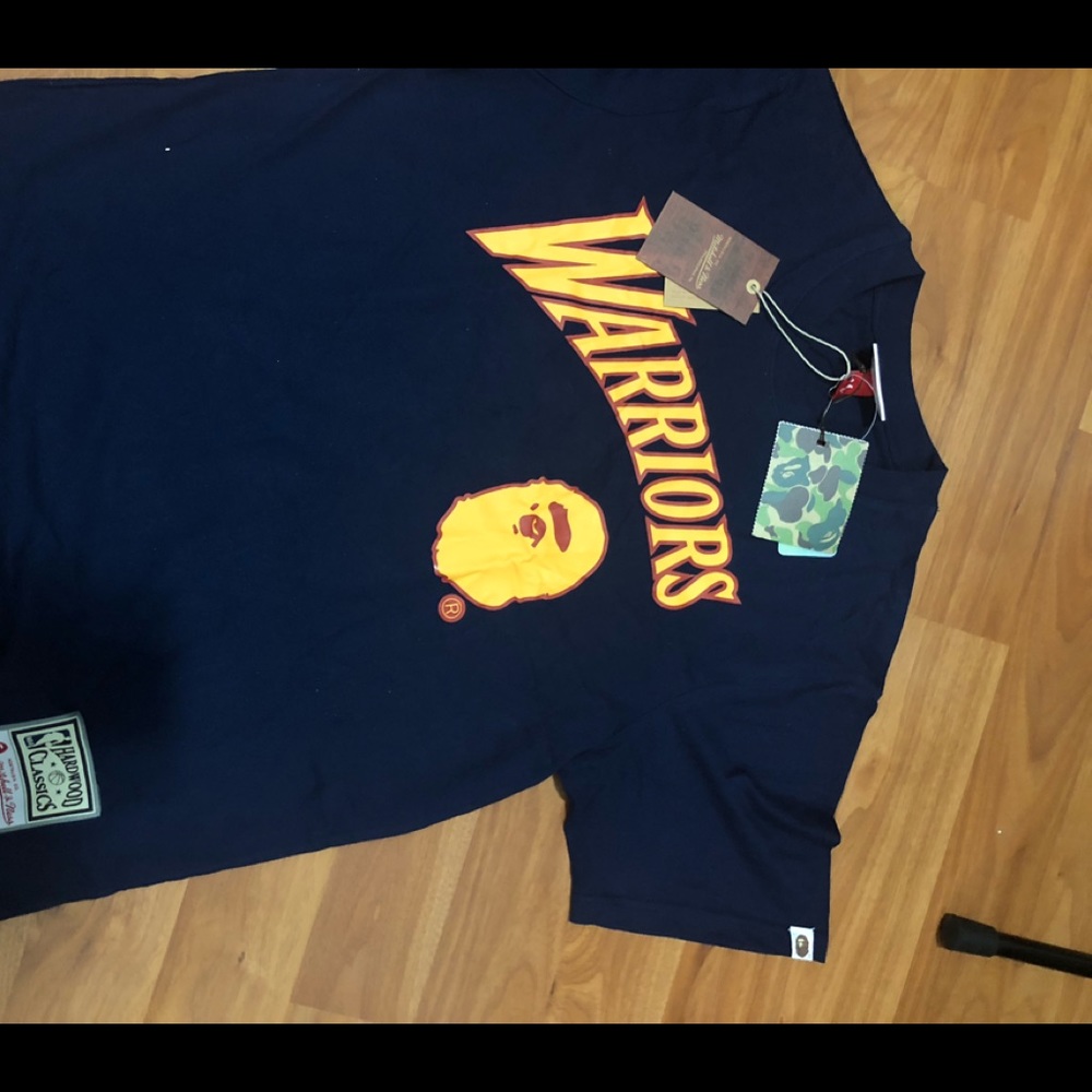 Bape Tee Golden State Warriors Mitchell And Ness